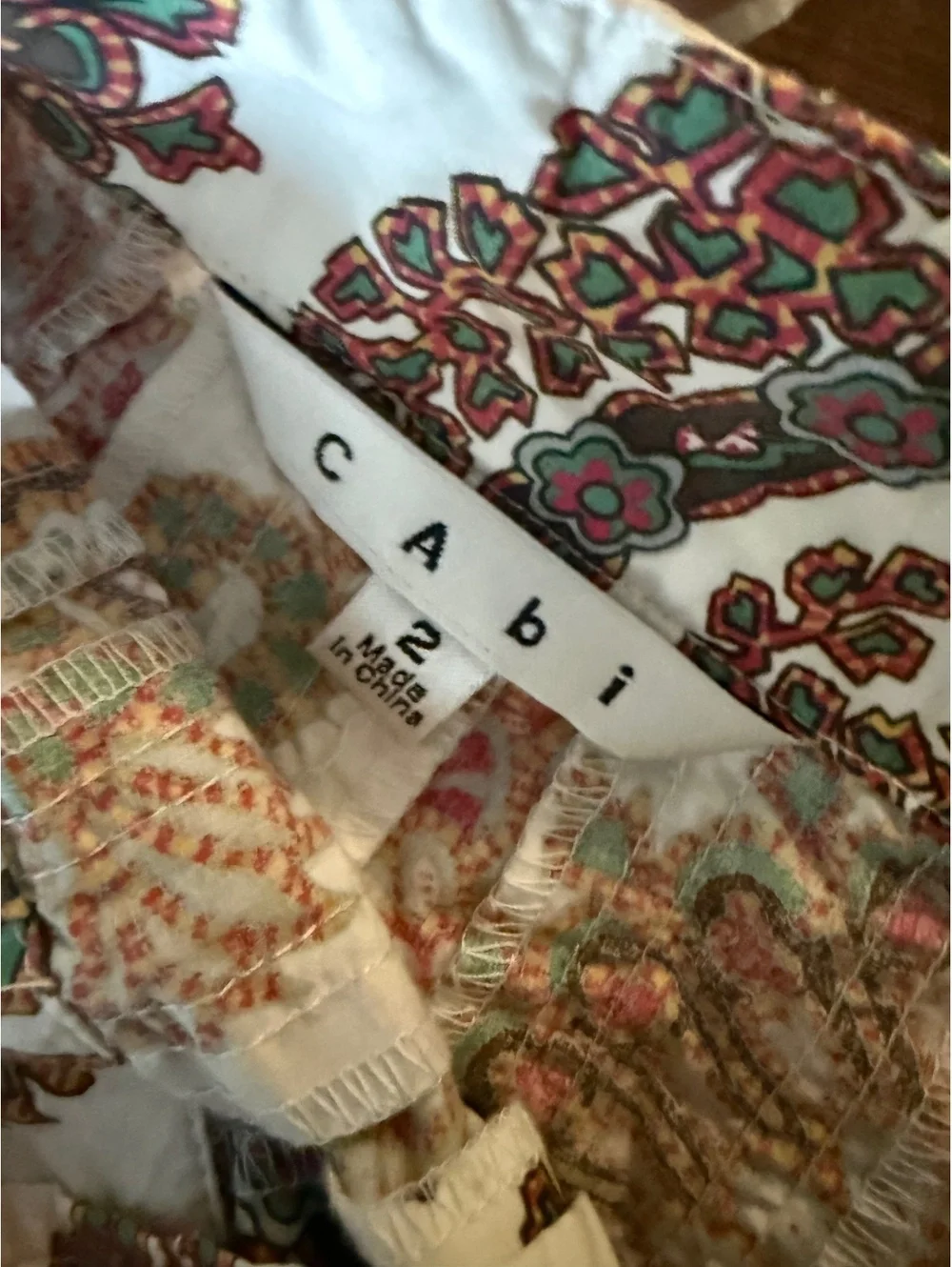 Y2K CAbi cotton paisley pleated button-front A-line skirt knee lengthsize 2